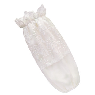 套袖女秋冬长款蕾丝防脏护袖手袖韩版纯棉米白色羽绒服办公室袖套