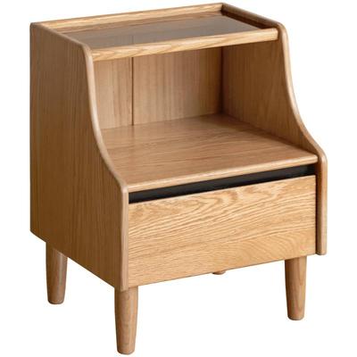 源氏木语实木玻璃床头柜