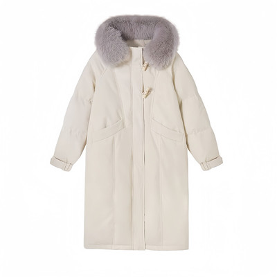 晶煊韩系冬装大毛领连帽羽绒棉袄