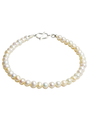 天然淡水米白色椭圆形珍珠手链
