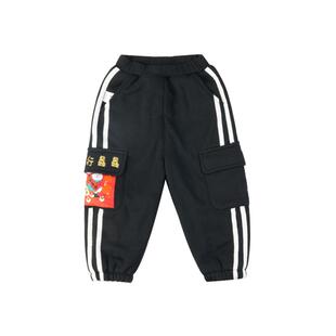 米乐熊男童休闲运动裤子宝宝婴儿童装夹棉工装裤儿童长裤童装针织