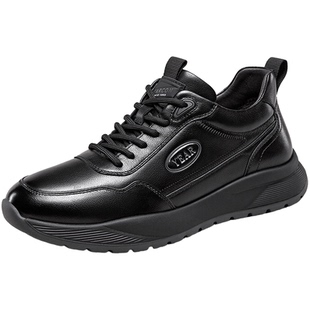 意尔康男鞋2025新款冬季真皮男士加绒运动皮鞋二棉休闲鞋男款软底