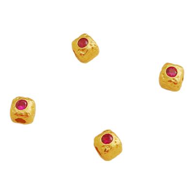 哑金镶锆石正方粒隔珠diy饰品