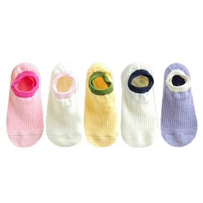 热款爆卖糖果色船袜拼色竖条短袜