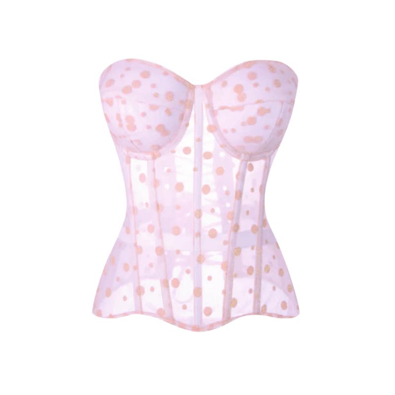 【氧化菊同款】Marie粉色网纱波点束腰鱼骨胸衣PerfectCorset NY