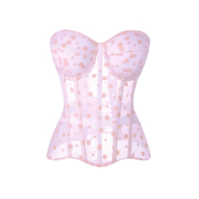 【氧化菊同款】Marie粉色网纱波点束腰鱼骨胸衣PerfectCorset NY