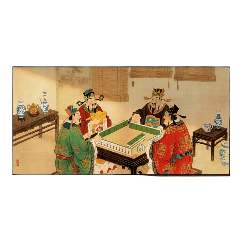 国潮财神搞笑棋牌室挂画