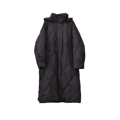 菱格绗线90鹅绒长款H型鹅绒服