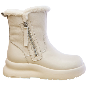 平底雪地靴冬季东北加绒加厚短筒女款鞋真皮韩系小踝靴厚底短靴子