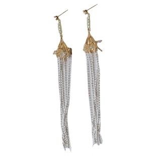 《映雪琼枝》原创独特国风古典清冷感白色长款流苏耳环耳饰耳夹女