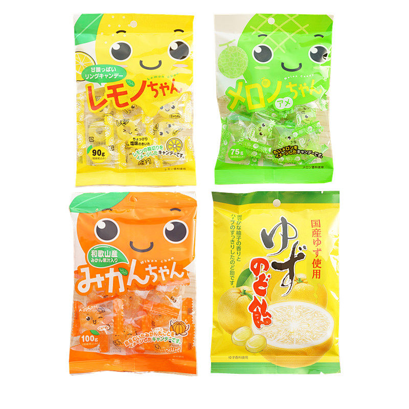 包邮满3件日本零食川口橘子柠檬味Pine羽印桔子圈圈口哨硬糖果汁