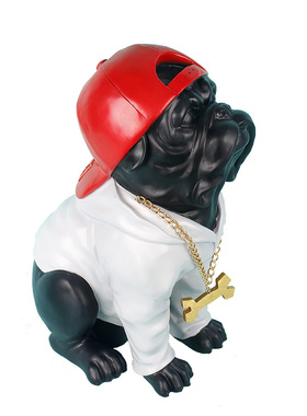 美国黑人棒球帽嘻哈rap动物摆件