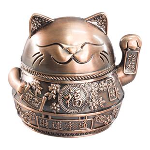烟灰缸创意个性潮流轻奢家用客厅办公室带盖防飞灰大号招财猫烟缸