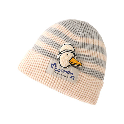 modomoma男女宝宝保暖条纹帽子