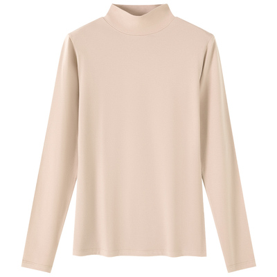 抗静电A类纯棉半高领女款打底衫