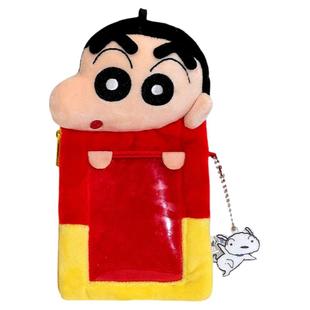 歪瓜出品 蜡笔小新正版 小卡卡套毛绒零钱包毛绒卡套挂脖收纳包
