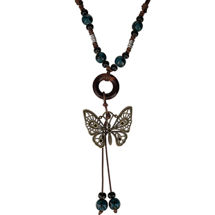 波西米亚复古蝴蝶长款项链女2026新款古风民族风毛衣链配毛衣配饰