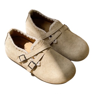 勃肯鞋女款春「5cm内增高花边」小众设计感外穿灰色百搭软底鞋子