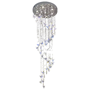 别墅复式楼梯炫彩蝴蝶水晶吊灯挑高中空公寓定制灯具酒店大堂吊灯