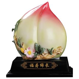 陶瓷寿桃摆件老人生日祝寿礼品送长辈父母贺寿礼物蟠桃装饰工艺品