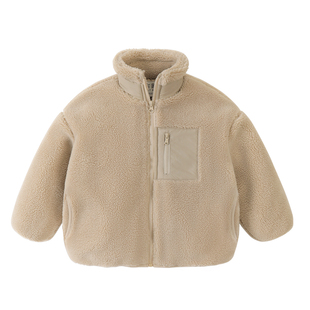 右欧童装羊羔绒外套男童冬装秋冬季新款儿童上衣女童保暖加厚棉服