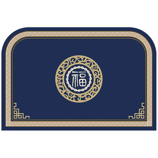 新中式地垫入户门高级感蓝色北门地垫家用防滑耐脏地毯进门口脚垫