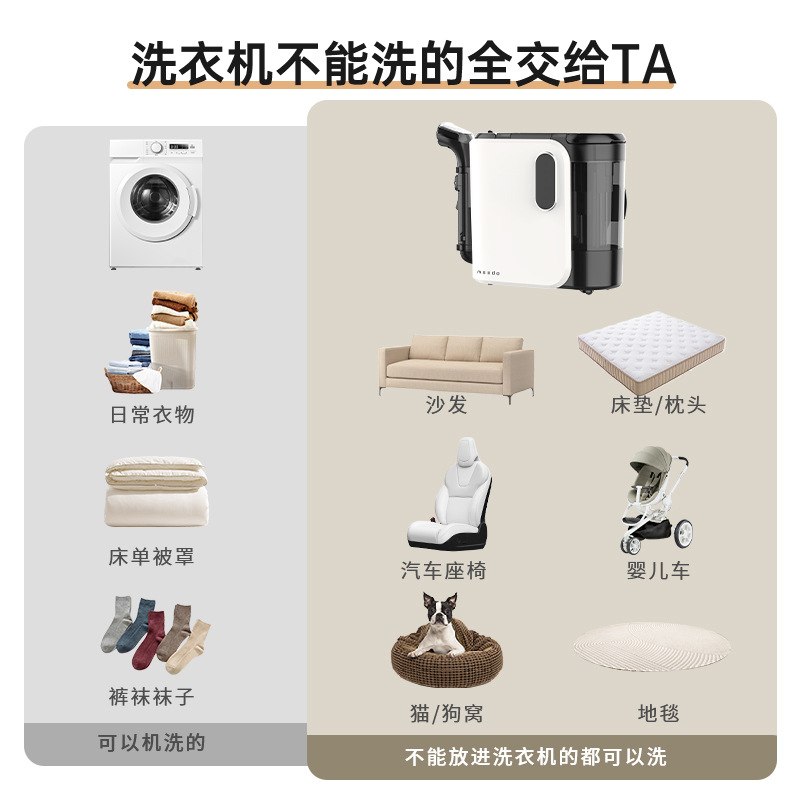 米多布艺清洗机 家用高温蒸汽喷吸一体地毯床垫多功能蒸洗机C1