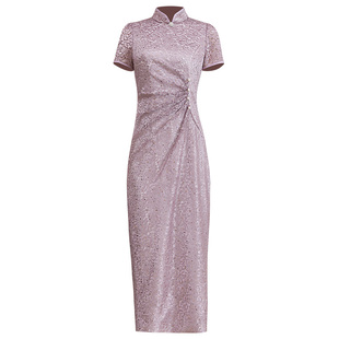 多丽琦妈妈婚宴礼服气质优雅新中式旗袍改良版复古连衣裙日常可穿