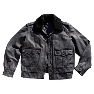 年底福利秒杀【骑巡警活毛领棉胆】磨砂做旧牛皮短款真皮皮衣