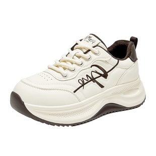 戈美其厚底小白鞋女百搭增高休闲运动鞋加绒保暖老爹鞋刺绣显脚小