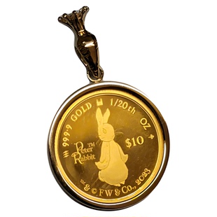 日本进口限量2023年1/20彼得兔纯足黄金金币吊坠手链情人节送女神