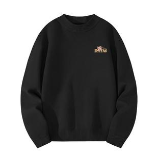 班尼路S&K系列半高领毛衣男款冬季黑色国潮印花高级男士针织毛衫A