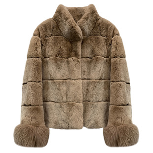 2025新款海宁冬季环保獭兔毛皮草外套女短款立领显瘦狐狸毛年轻款