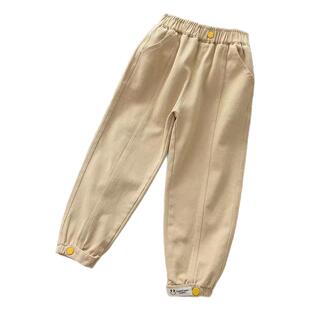 女童春秋棉布裤子2026新款秋装运动裤洋气女孩长裤中大童休闲卫裤