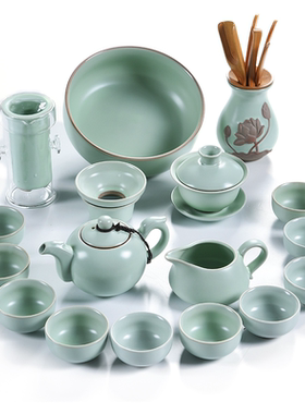 豪祥汝窑茶具家用整套茶杯套装