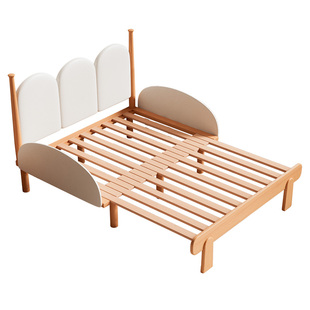 BekeKids伸缩床实木儿童床可折叠拼接床全榉木男孩女孩软包抽拉床
