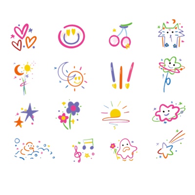 多巴胺彩绘贴纸彩色纹身贴防水