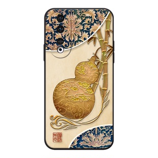 适用荣耀500立体400浮雕300葫芦pro质感200手机壳gt竹子x70i硅胶100国风90国风80新款软壳magic8本命年畅玩红