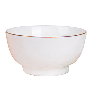 天顺陶瓷家用餐具饭碗米饭碗面碗吃饭碗沙拉碗纯白金边简约高级感