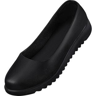 肯德基防滑工作鞋女久站不累脚餐饮全黑皮鞋防水防油服务员工作鞋