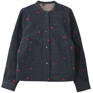 GESGOO复古丹宁牛仔外套女春季休闲宽松圆领夹克上衣通勤百搭显瘦