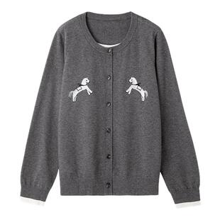 时然大码微胖MM26年冬新款外套显瘦设计感软糯假两件针织开衫毛衣