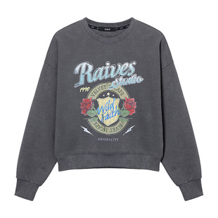 RAIVE柔雾花园卫衣2026春季女宽松logo印花新款韩系复古圆领上衣