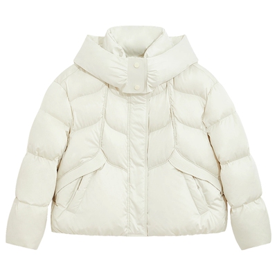 bebe2025秋冬新款甜美风短款可脱卸加厚连帽羽绒服403304