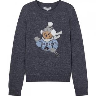 TeenieWeenie小熊女装毛针织衫冬季柔软舒适提花圆领套头毛衣上装