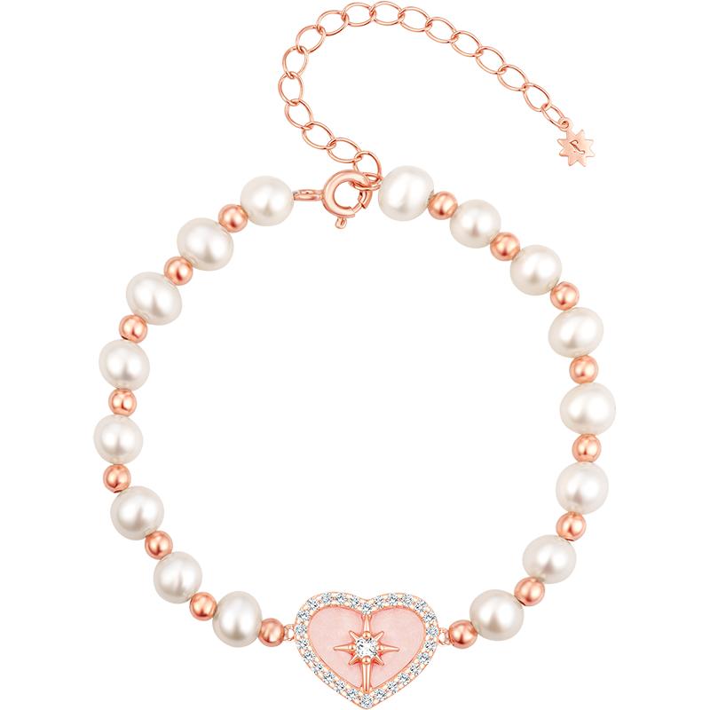 SIMPLEJOYS简单快乐设计师原创心芒珍珠手链女s925银女友生日礼物