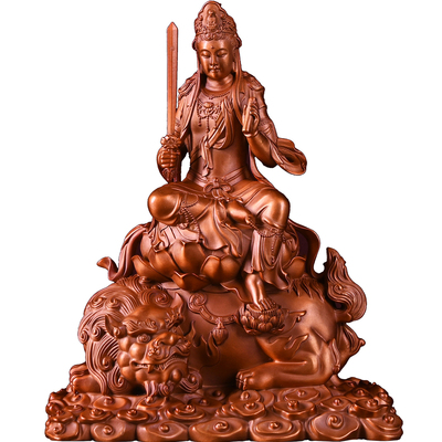 纯铜紫铜文殊菩萨普贤佛像摆件