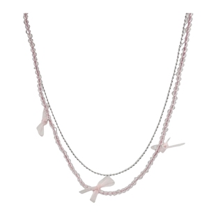 少女粉色蝴蝶结项链女小众设计感高级锁骨链颈链甜酷辣妹choker