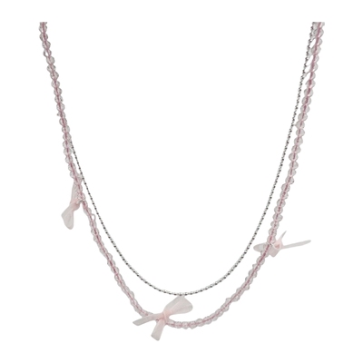 少女粉色蝴蝶结项链女小众设计感高级锁骨链颈链甜酷辣妹choker