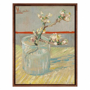 梵高-玻璃瓶中的杏树枝版画客厅装饰画玄关挂画餐厅壁画数字油画